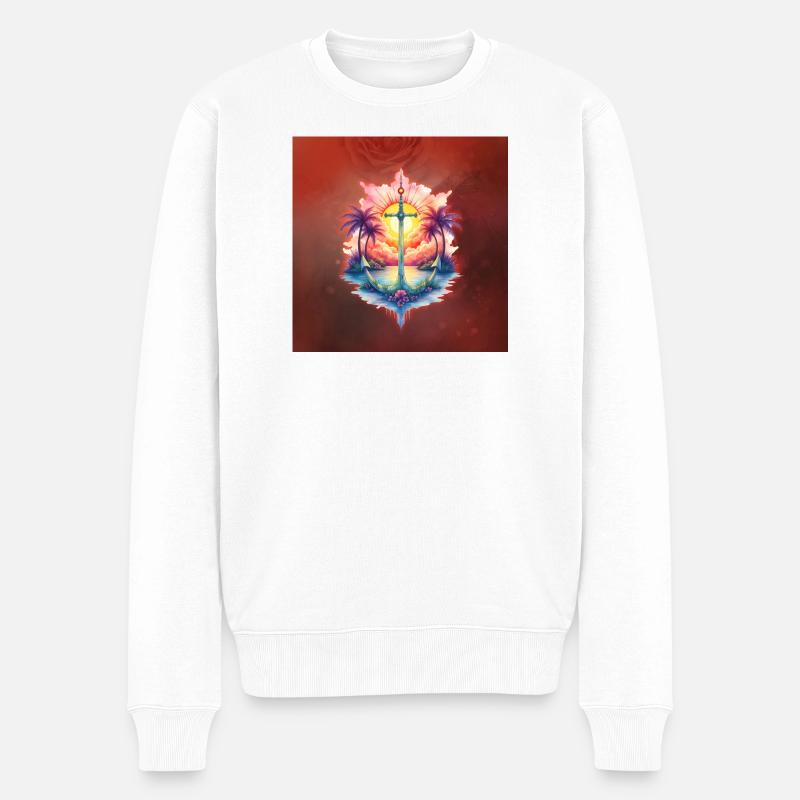 Ancre solaire dans un paradis tropical - Pull Premium bio Homme - blanc