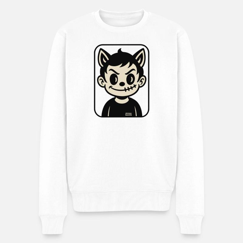 Stichwolf Maskottchen - Männer Premium Bio Pullover - Weiß