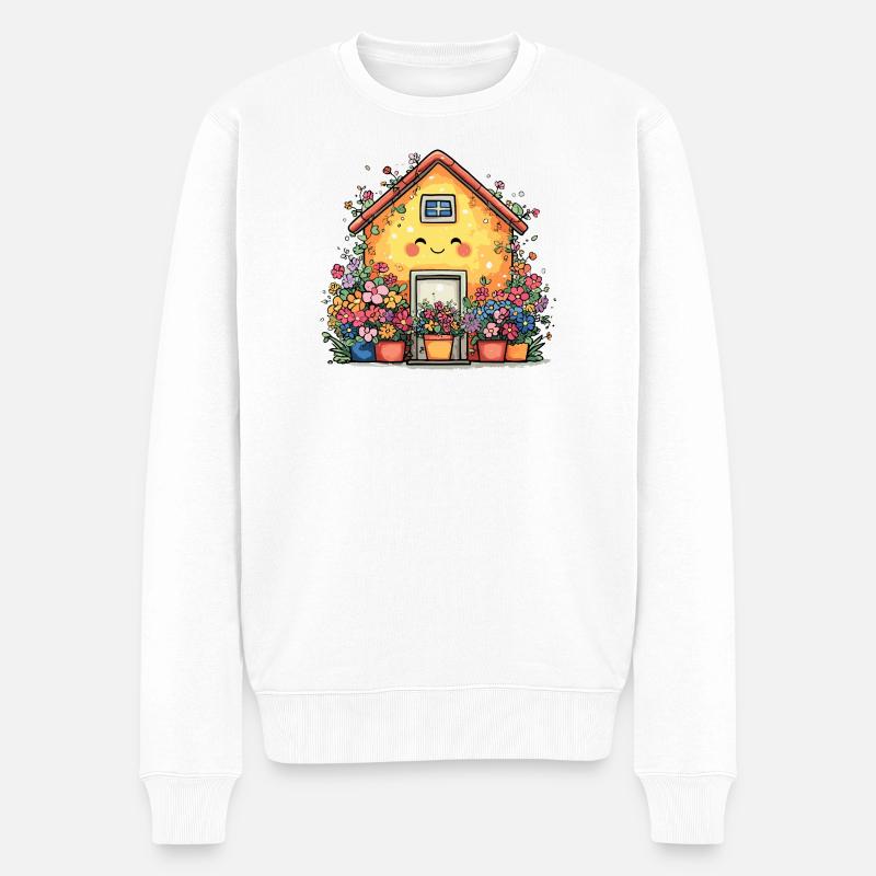 Maison fleurie cosy - Pull Premium bio Homme - blanc