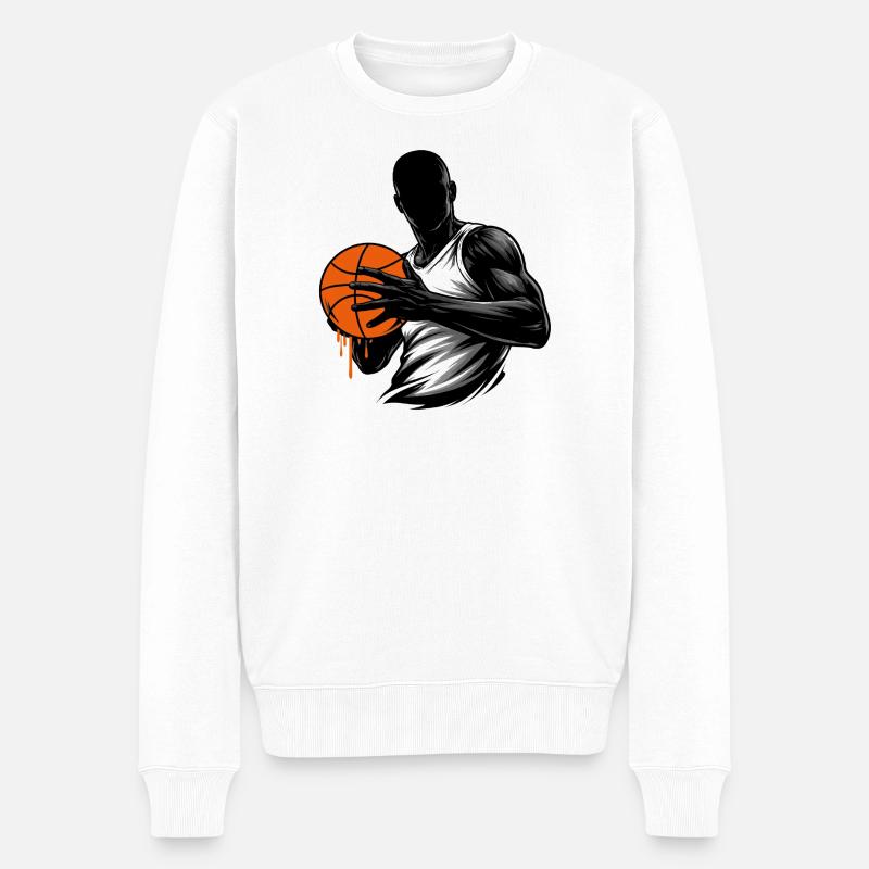 Joueur de basket avec balle - Pull Premium bio Homme - blanc