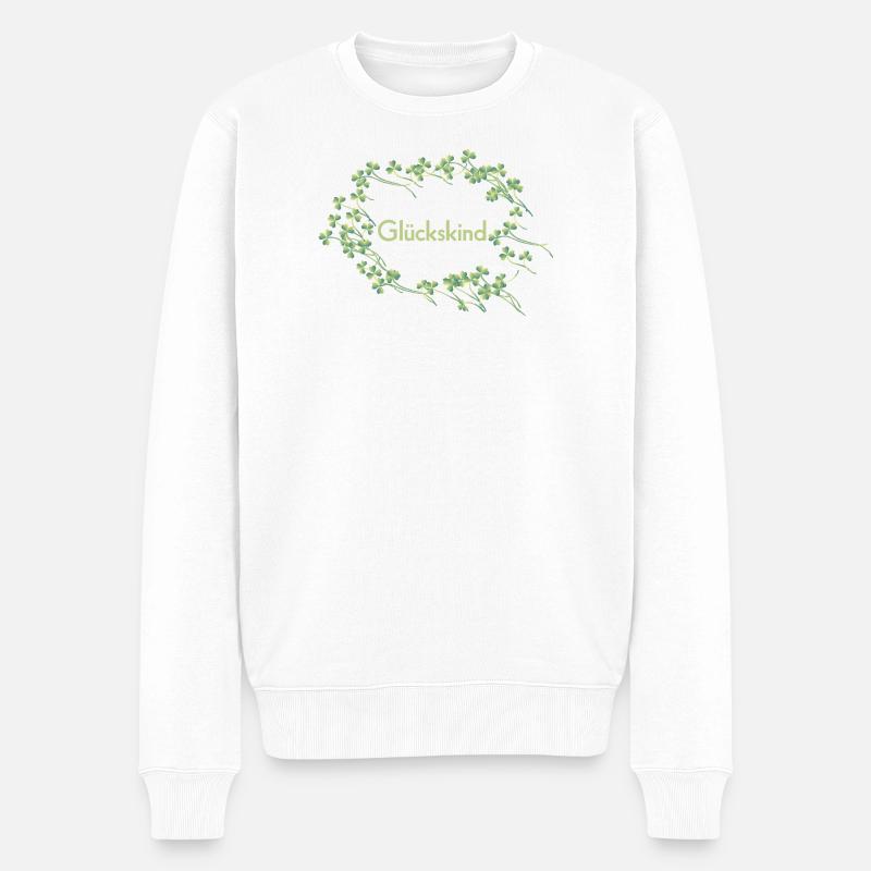 Glueckskind - Männer Premium Bio Pullover - Weiß