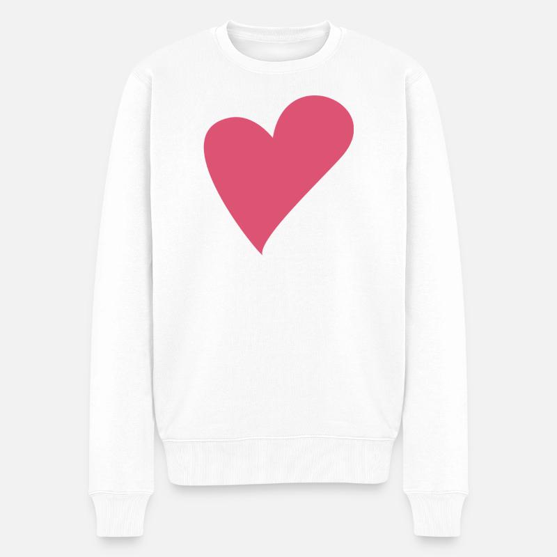 Liebe Herz Herzen - Männer Premium Bio Pullover - Weiß