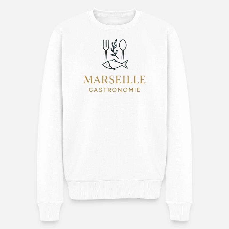 Marseille Gastronomie Bouillabaisse Design Poisson - Pull Premium bio Homme - blanc