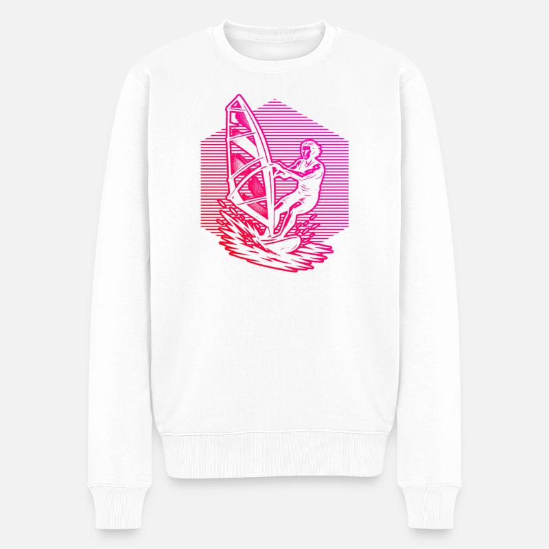 Kurz und klar Windsurfing - Männer Premium Bio Pullover - Weiß