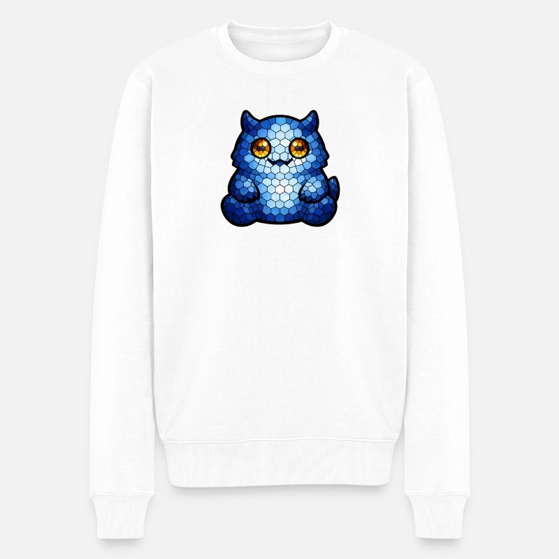 Œil bleu de chat mosaïque - Pull Premium bio Homme - blanc