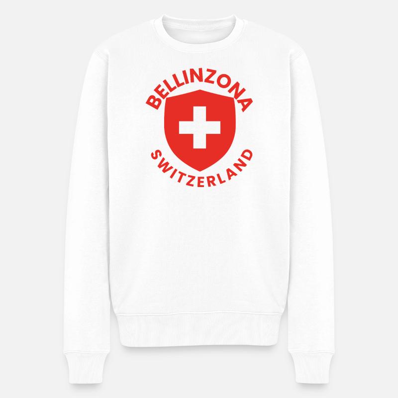 Bellinzona-Schild Schweizer Flagge - Männer Premium Bio Pullover - Weiß