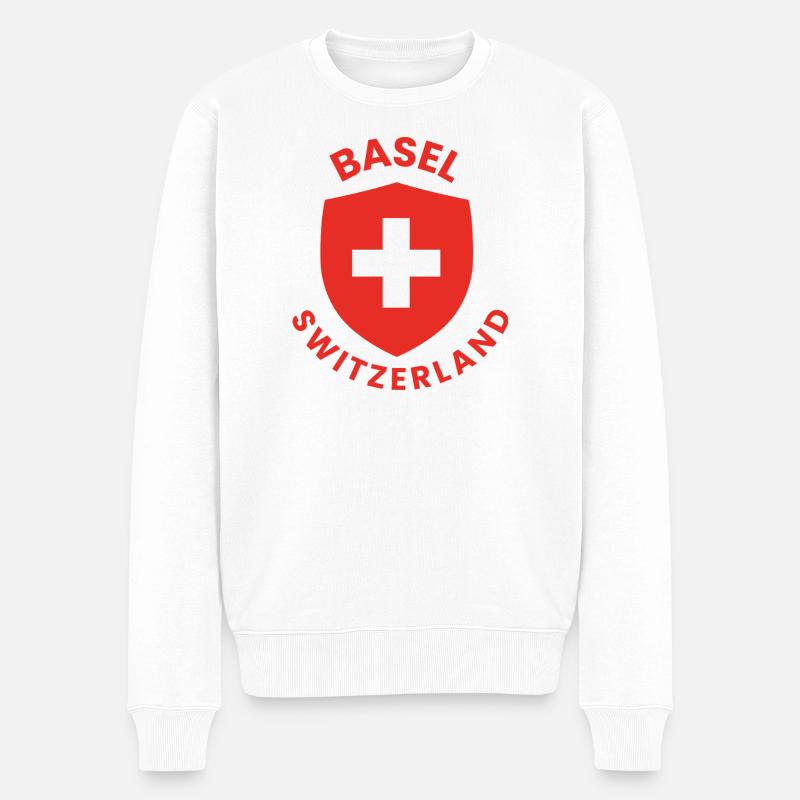 Bouclier de Bâle croix suisse - Pull Premium bio Homme - blanc