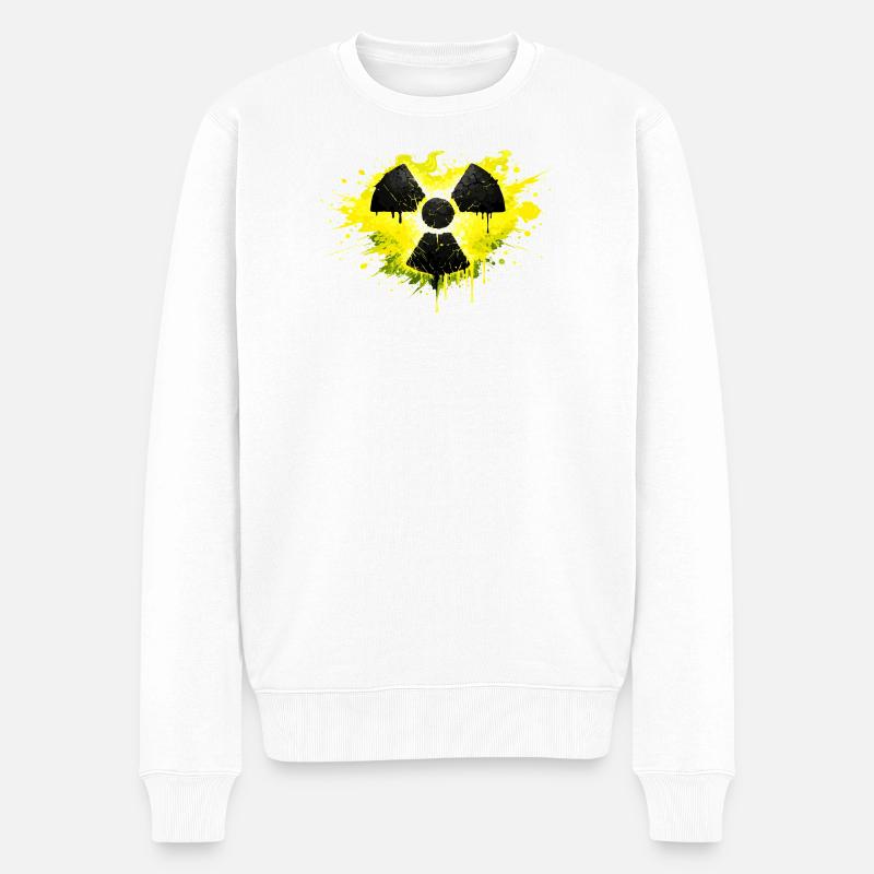 Radioaktiv Warnsymbol im Splash Design  - Männer Premium Bio Pullover - Weiß