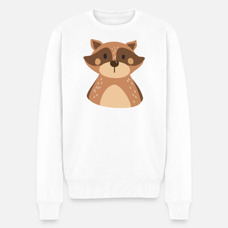 Illustration d'un raton laveur tout mignon - Pull Premium bio Homme - blanc