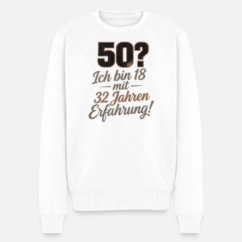 50 ans, dont 18 ans avec 32 ans d’expérience - Pull Premium bio Homme - blanc