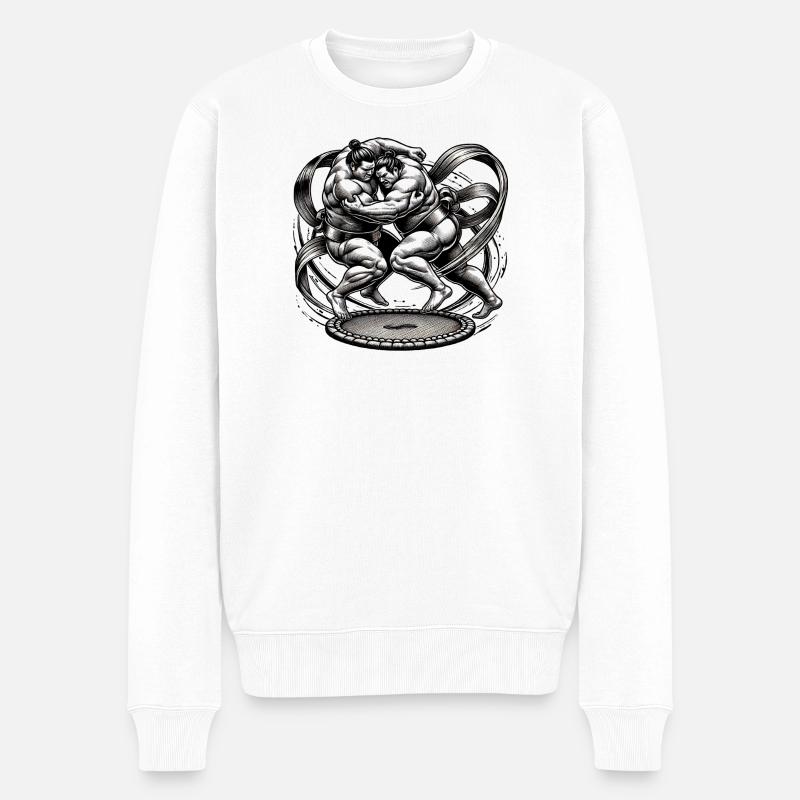 Lutteurs de sumo en duel - Pull Premium bio Homme - blanc