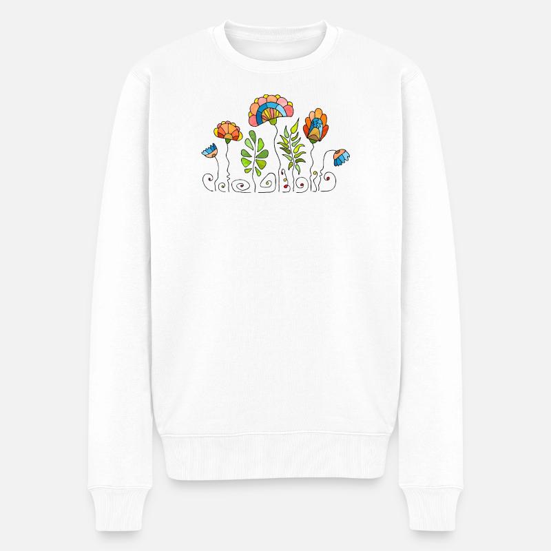 Blumen - Männer Premium Bio Pullover - Weiß
