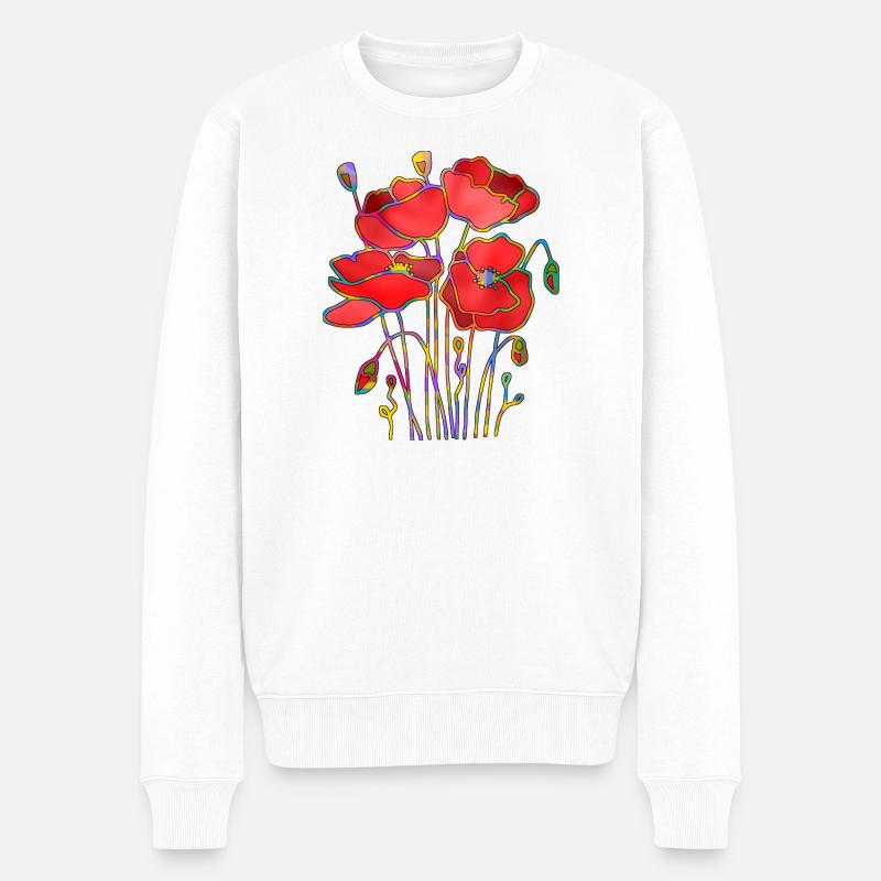 Blumen - Männer Premium Bio Pullover - Weiß