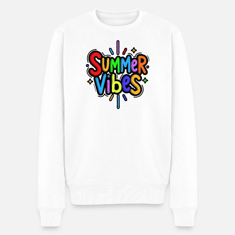 Summer Vibes Rainbow - Männer Premium Bio Pullover - Weiß
