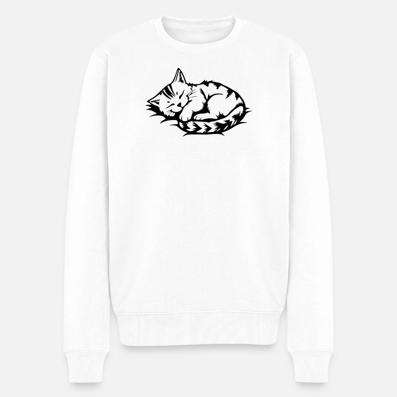 Chat noir endormi - Pull Premium bio Homme - blanc