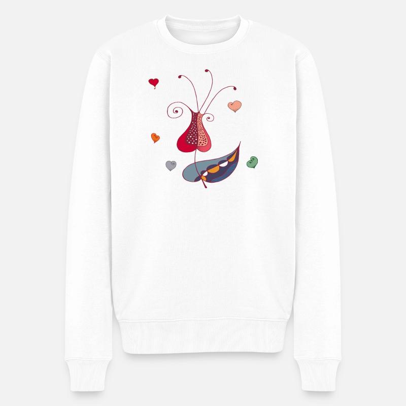 Herz Blume - Männer Premium Bio Pullover - Weiß