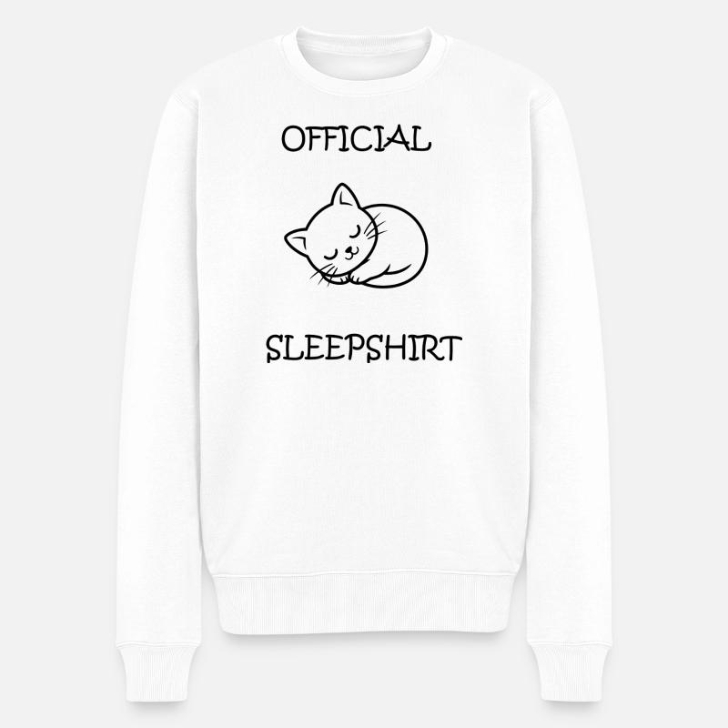 Offizielles Schlafhemd-Katzendesign – Katzenliebhabergeschenk - Männer Premium Bio Pullover - Weiß