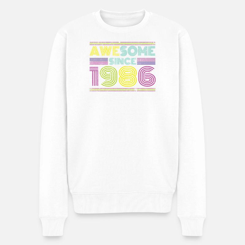Neon Retro 1996 Jubiläum - Männer Premium Bio Pullover - Weiß
