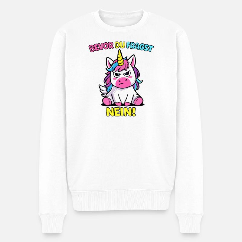 Bevor Du Fragst Nein Einhorn - Männer Premium Bio Pullover - Weiß