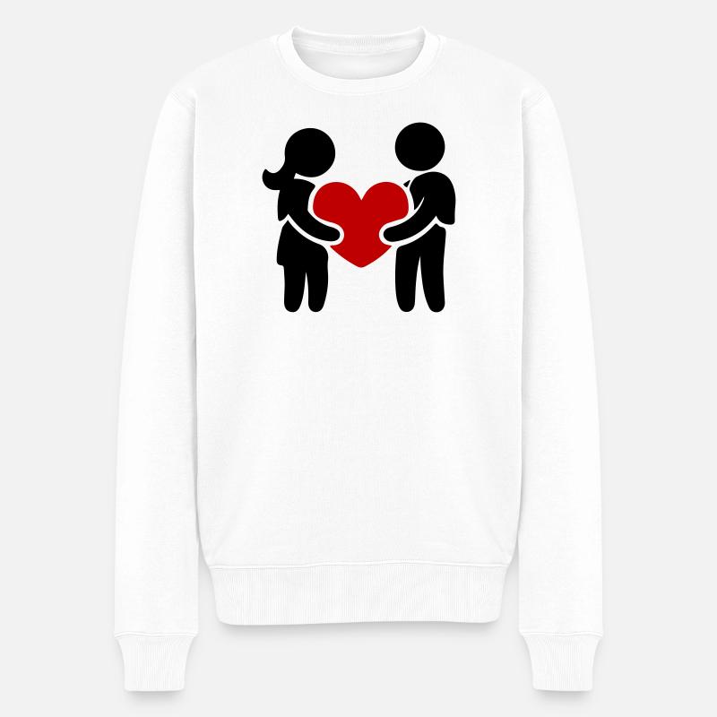 Paar Verliebt Herz - Männer Premium Bio Pullover - Weiß