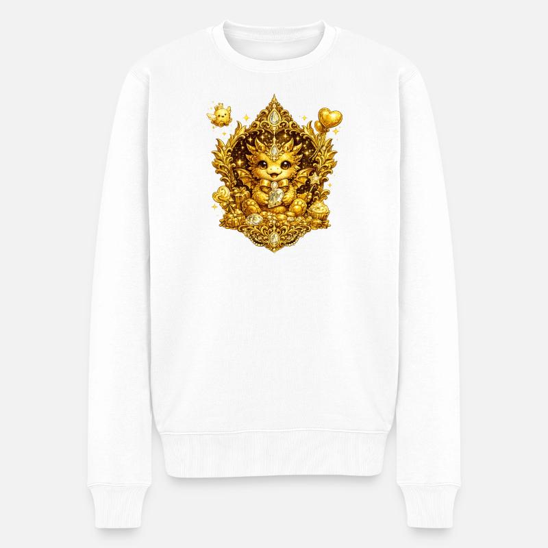 Goldkatze Kronenzauber - Männer Premium Bio Pullover - Weiß