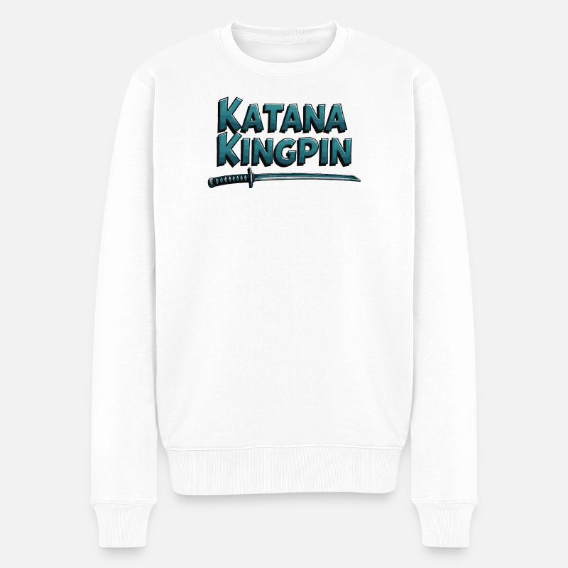 Katana Kingpin – Samurai Statement - Männer Premium Bio Pullover - Weiß