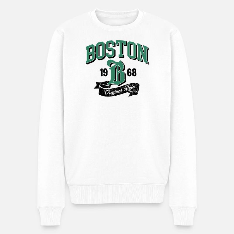 Boston City Logo Originalstil - Männer Premium Bio Pullover - Weiß