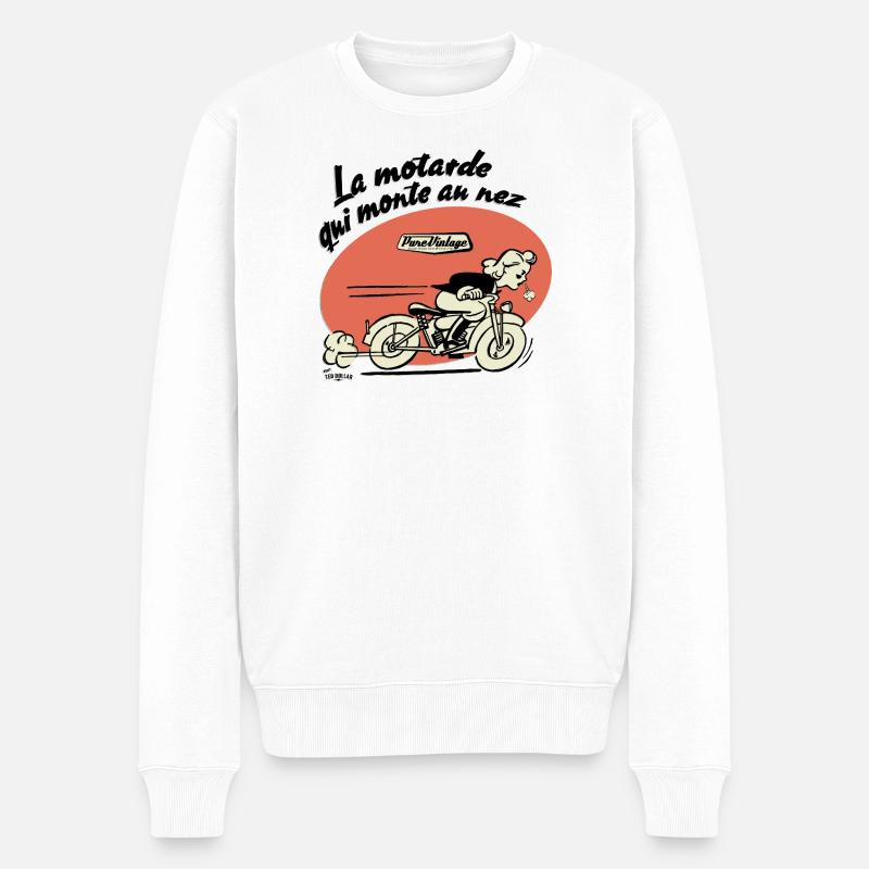 La motarde qui monte au nez - Pull Premium bio Homme - blanc