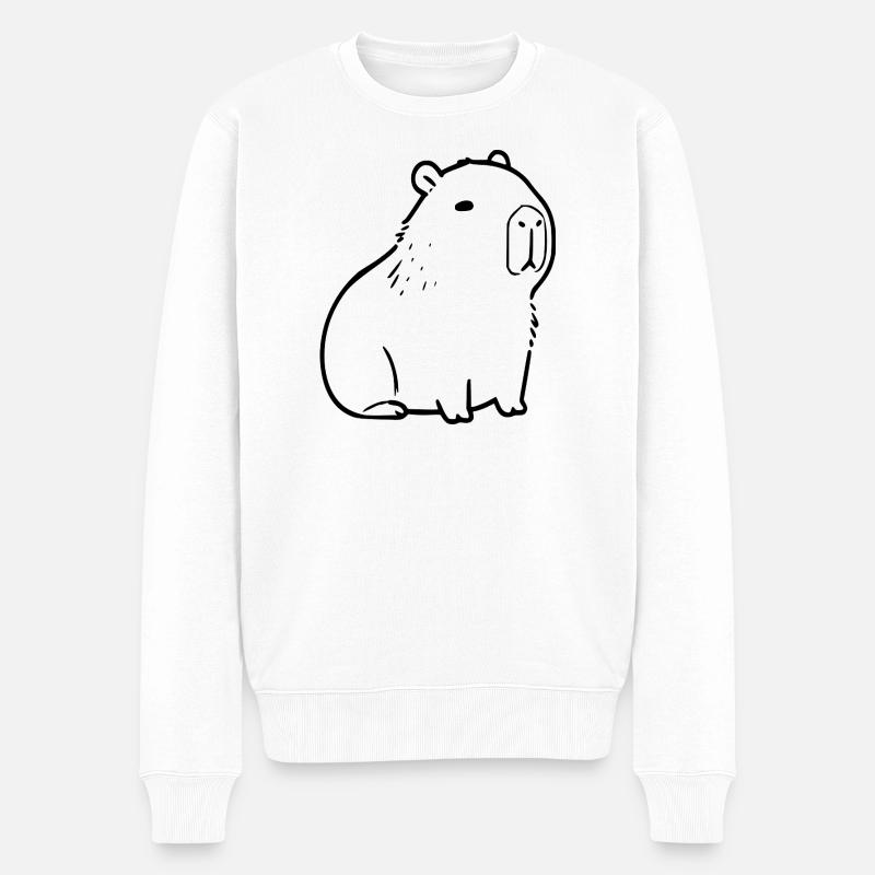 Capybara Wasserschwein schwarz - Männer Premium Bio Pullover - Weiß