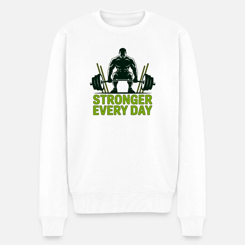 Stärkeres tägliches Heben - Männer Premium Bio Pullover - Weiß