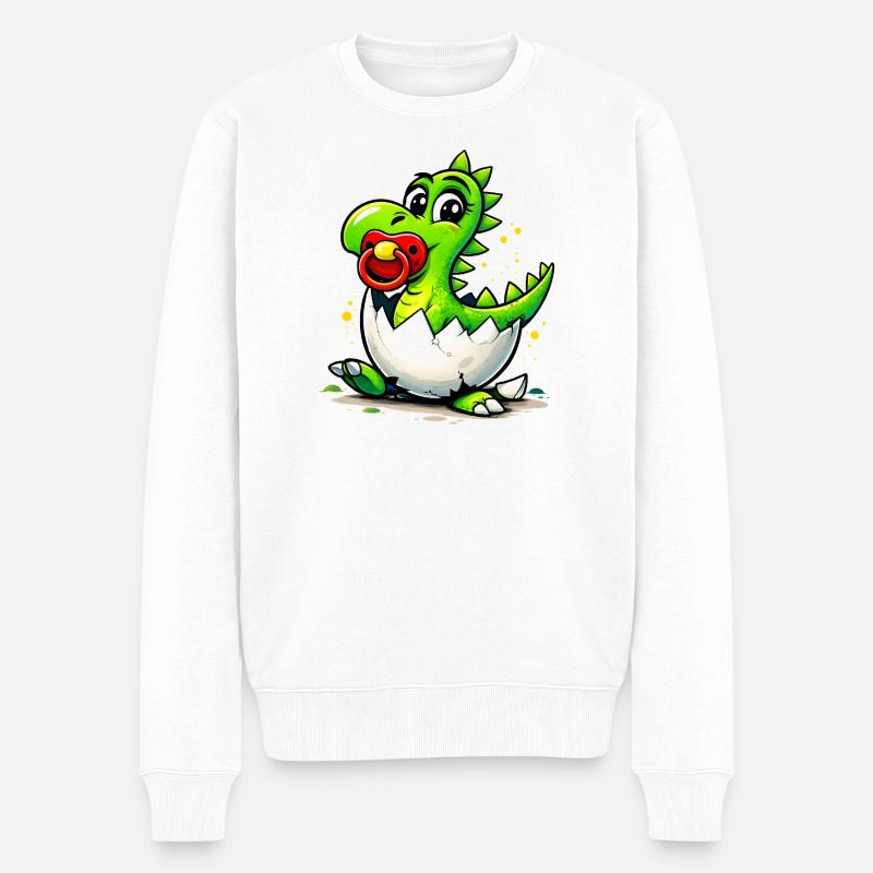 Baby Drache mit Schnuller - Männer Premium Bio Pullover - Weiß