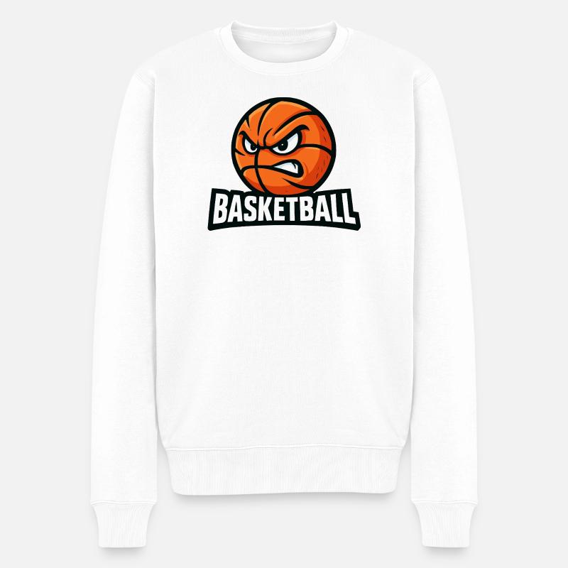  Basketball Cartoon - Männer Premium Bio Pullover - Weiß