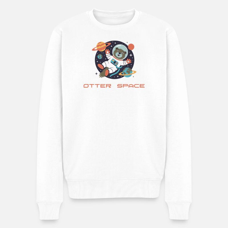 Otter in Space Rétro Comic - Pull Premium bio Homme - blanc