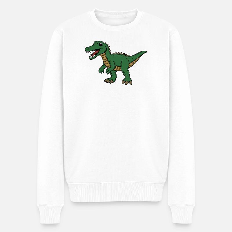 Dinosaurier  - Männer Premium Bio Pullover - Weiß