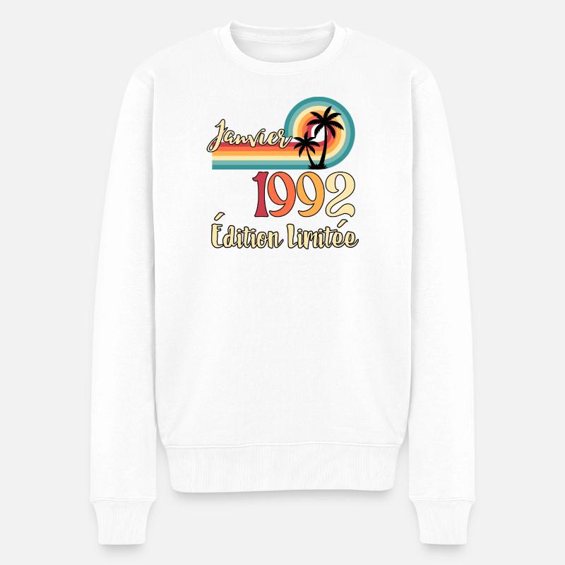 Janvier 1992 – Édition limitée rétro - Pull Premium bio Homme - blanc