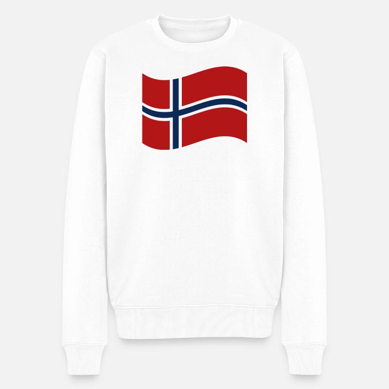 Norwegische Flagge - Männer Premium Bio Pullover - Weiß