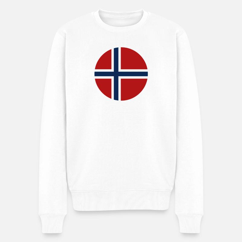 Drapeau rond norvégien - Pull Premium bio Homme - blanc