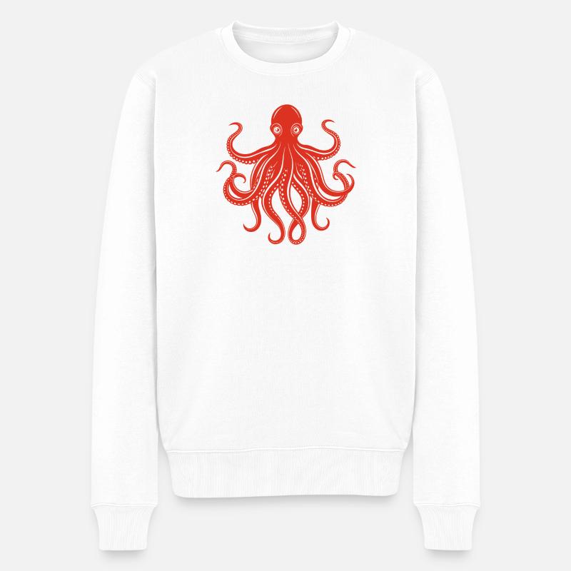 Krake - Männer Premium Bio Pullover - Weiß