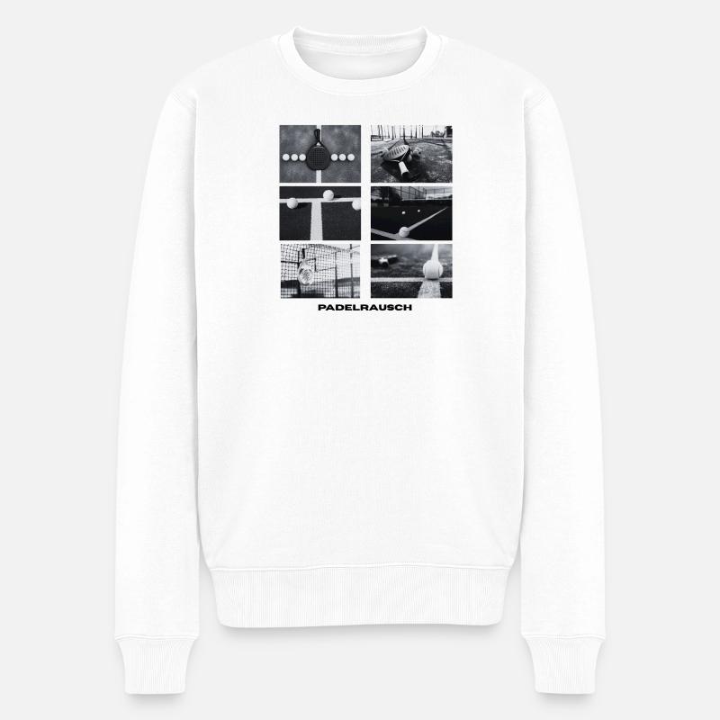 Padelrausch Collage BW - Männer Premium Bio Pullover - Weiß