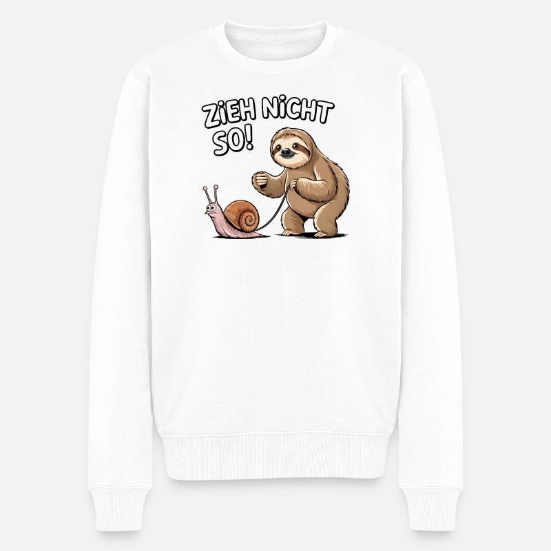 Don't pull so sloth snail - Men's Premium Organic Jumper - white