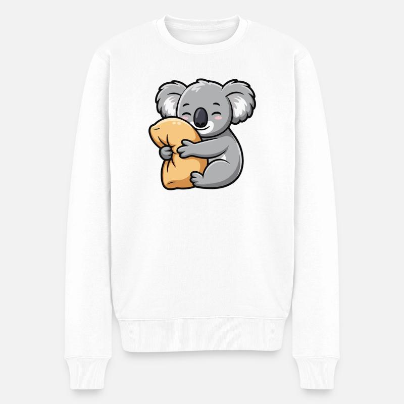 Koala Kuscheln - Männer Premium Bio Pullover - Weiß