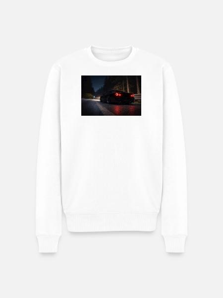 Nachtsportwagen auf der Straße - Männer Premium Bio Pullover - Weiß