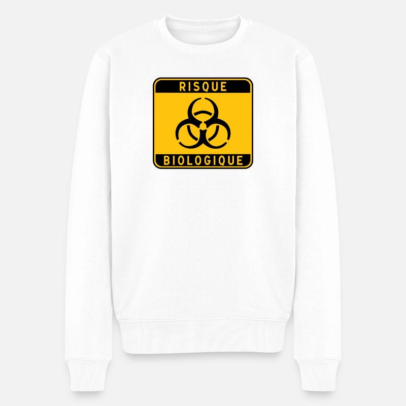 panneau_RISQUE_BIOLOGIQUE_31 - Männer Premium Bio Pullover - Weiß