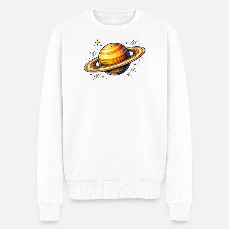 Planet Saturn  - Männer Premium Bio Pullover - Weiß