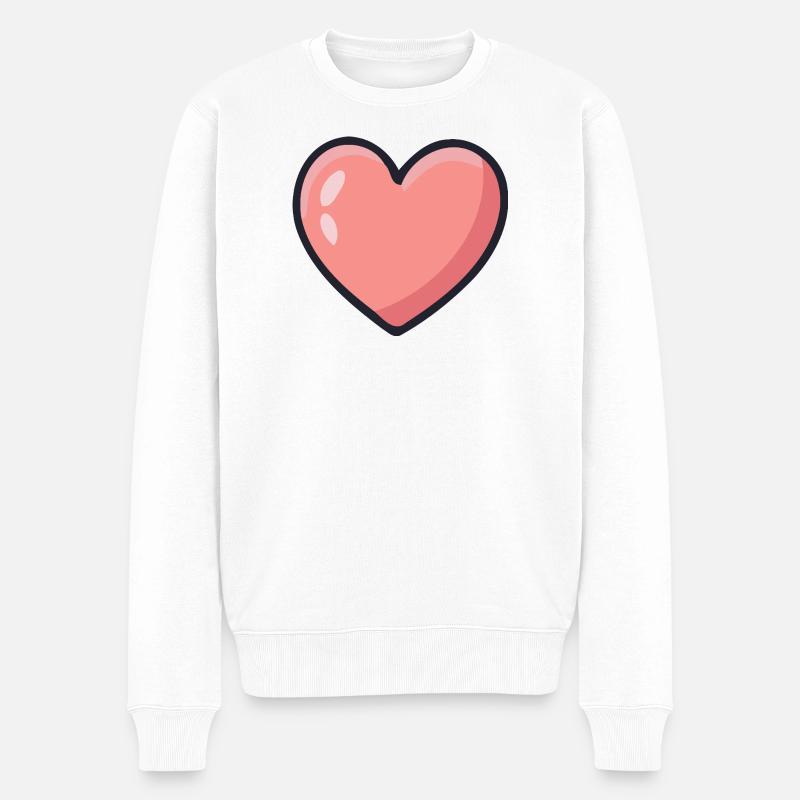 Graphisches Roséherz - Männer Premium Bio Pullover - Weiß