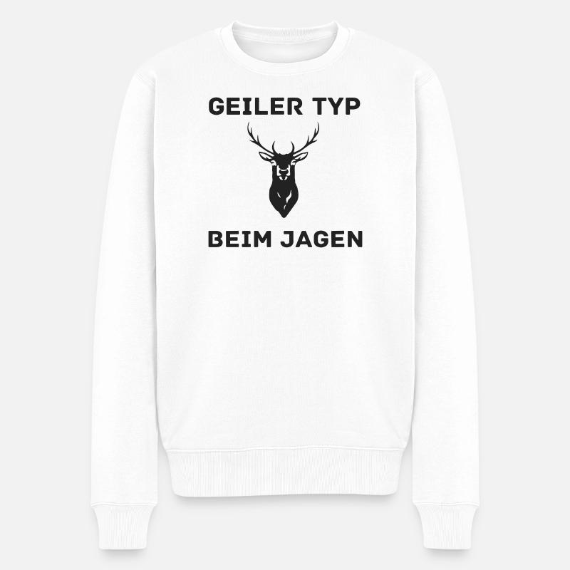 Geiler Typ Beim Jagen - Männer Premium Bio Pullover - Weiß