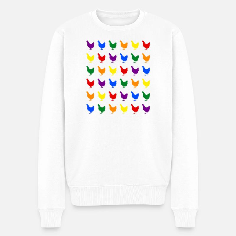 Des poulets arc-en-ciel - Pull Premium bio Homme - blanc