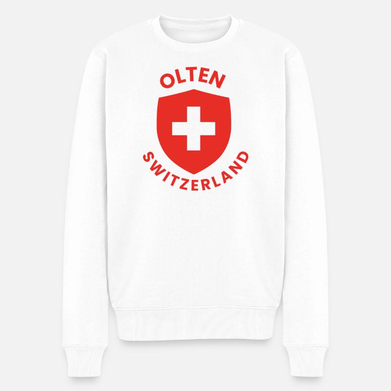 Bouclier suisse avec croix blanche - Pull Premium bio Homme - blanc