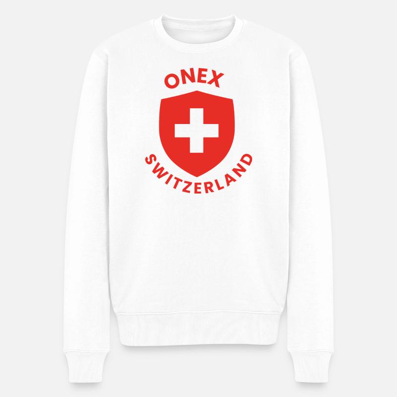 Bouclier suisse avec croix blanche - Pull Premium bio Homme - blanc