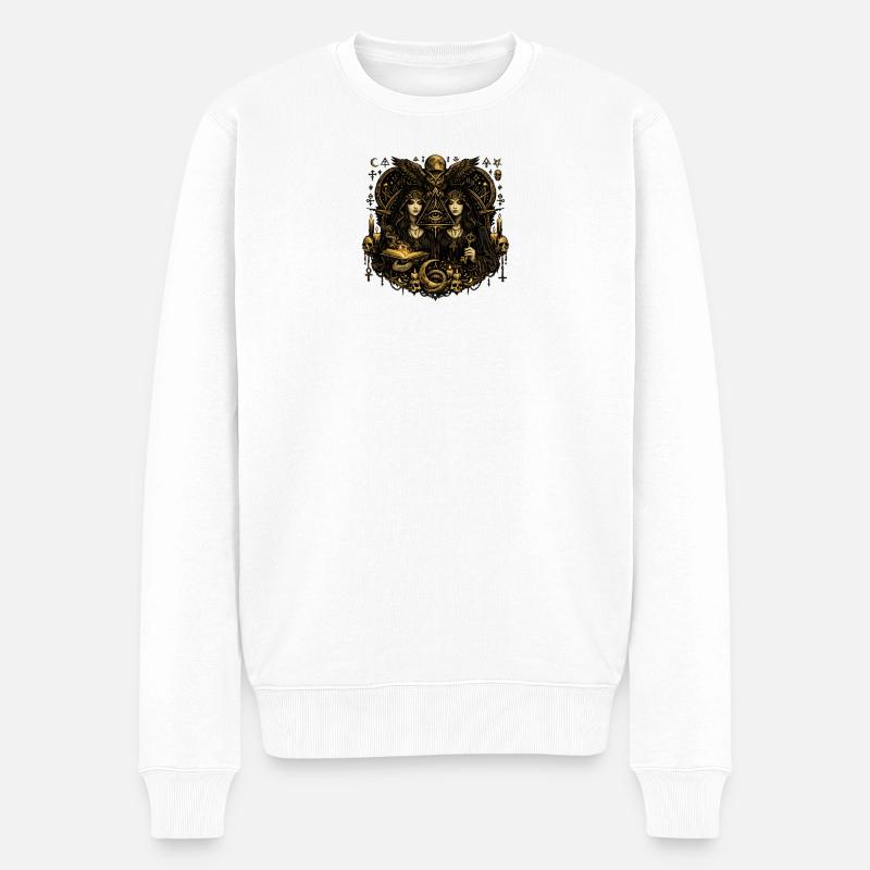 Okkulte Zwillinge der Erkenntnis - Männer Premium Bio Pullover - Weiß